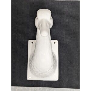 Vintage White Ceramic Duck Goose Head Wall Art Hanging Towel Apron Hook Holder